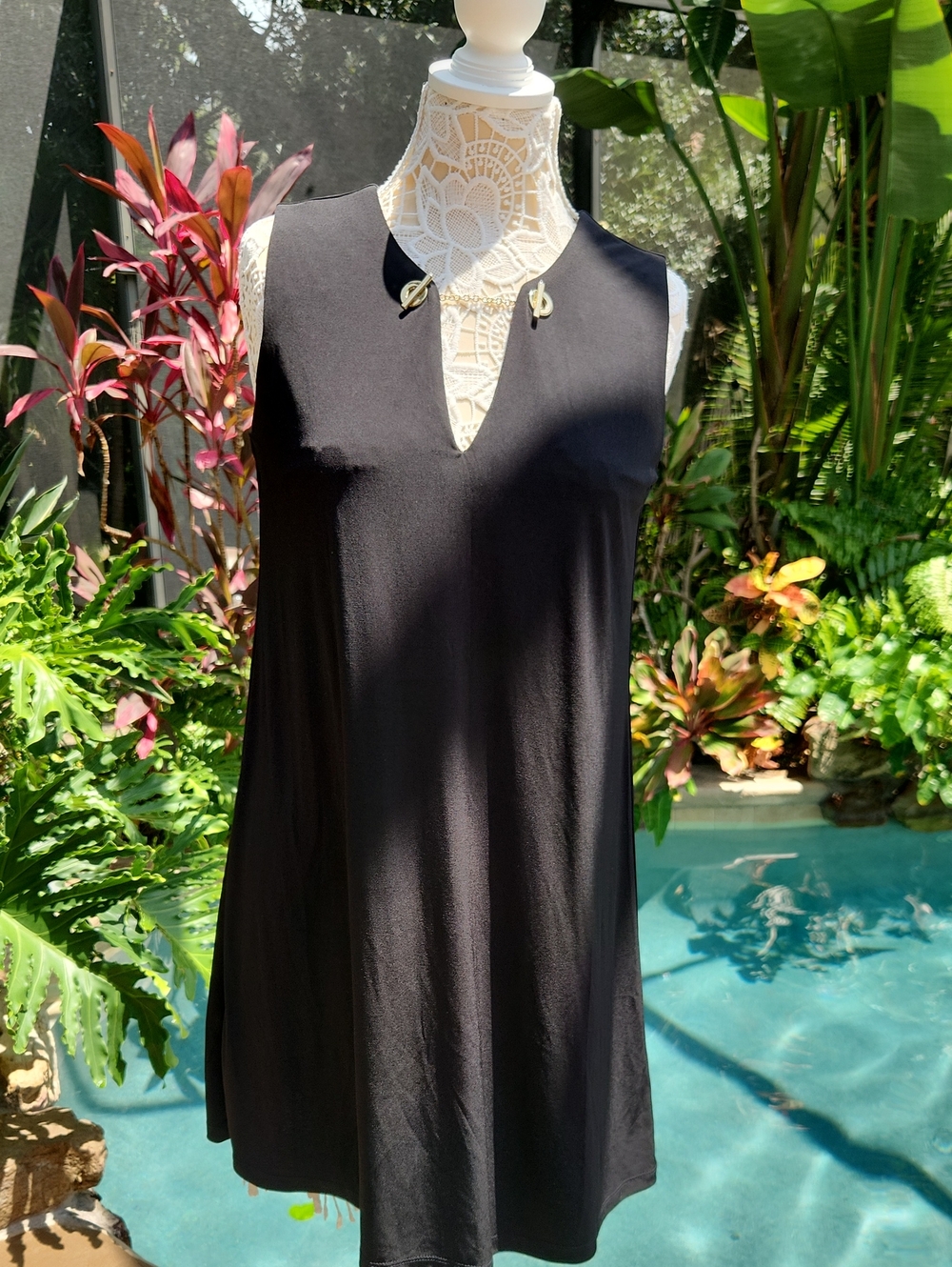 Calvin Klein Black V-Neck Sleeveless Mini Dress